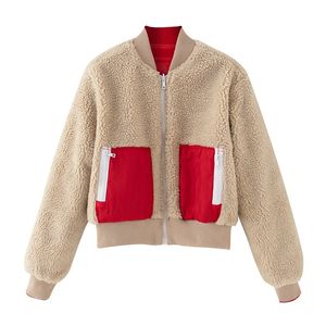 winter women dounle wear pockets faux fur jacket fashion female warm zipper fleece coat lady outerwear 210521