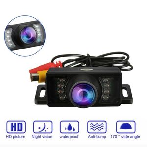 Car Rear View Cameras& Parking Sensors 170 Degree Wide Angle Backup Camera Waterproof Vehicle Auto Reverse Night Vision With Lines CMOS 7LED