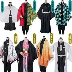 Anime demon slayer cosplay kostym uppsättning paraply strumpor kimetsu nej yaiba tanjirou kamado nezuko kimono vuxna cosplay kostymer y0903