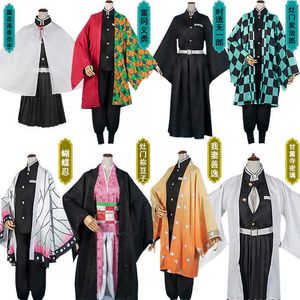 Anime Dämon Slayer Cosplay Kostüm Set Regenschirm Socken Kimetsu Keine Yaiba Tanjirou Kamado Nezuko Kimono Erwachsene Cosplay Kostüme Y0903