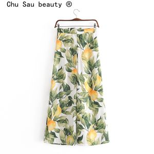 beauty Fashion Casual Chic Vintage Floral Print Wide Leg Pant Women Summer Loose Ladies Trouser High Waist Long 210514