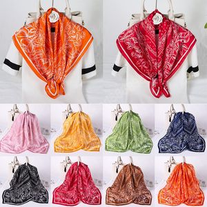 Paisley Print Hijab Scarf Silk Satin Scarf Bandana Cashew Flower Neckerchief Square Shawls Female Headband Hair Scarves 70*70cm