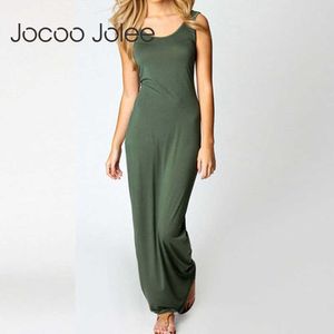 Jocoo Jolee Women Summer Tank Long Dress Sexy Sleeveless O Neck Slim Shirt Dress Female Floor Length Maxi Dress Casual 210619