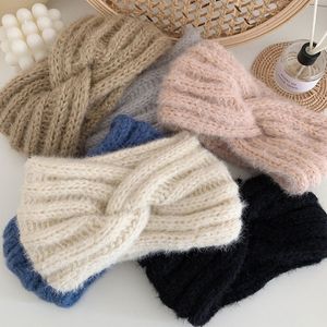 Fascia per capelli lavorata a maglia calda invernale moda retrò donna lana fasce per capelli a tesa larga turbante stile coreano accessori per capelli