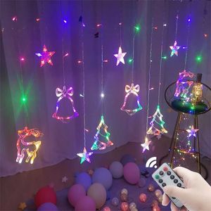 220V EU/110V US LED Christmas Lights Star Lamp Fairy Curtain String Lights Garland For Party Home Year Wedding Decoration 211112