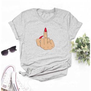 Mayos Fingerprint Print T-shirt Ladies Top Fashion Harajuku 90s Nail Red Ladies Hip Hop Punk T-Shirt Fashion Clothing Ladies X0628