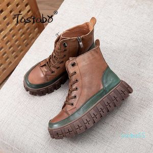 Martens-Stiefel aus echtem Leder, Knöchelplattform, Marke British Wind, dick, kurz, Motorrad