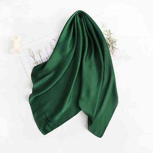 70cm*70cm Headband Neck Scarf For Women Small Shawls Cute Handkerchief Bandana Head Scarfs Female Black White Green Solid Colors Y1108