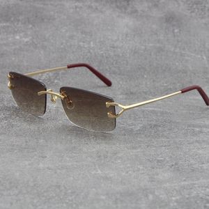 Nieuwe luxe designer bril voor mannen vrouwen velless met c decoratie draad frame zonnebril mannen 18K gouden eyewear vierkante vorm gezicht metalen vintage zonnebril heet