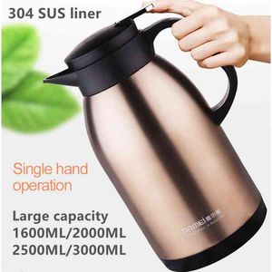 2/3L Large Capacity Stainless Steel Thermal Coffee Carafe Home Office Thermos Vacuum Flasks Kettle European Pot termos para cafe