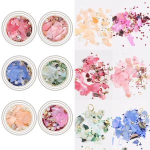 Box Colorful Nail Shell Flakes Mixed Irregular Stone Rhinestone Foil Jewelry 3D Art Tips Decoration DIY Design Decorations