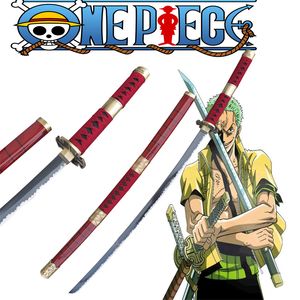 Dekoracyjne Ornament Nowość Produkty cali ANime One Piece Cosplay Zoro Sword Sandai Kitestu Real Steel Katanas Boże Narodzenie Prop Czerwony Dostawa