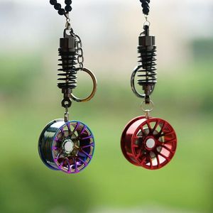 Decorazioni interne Car Styling Specchietto retrovisore Pendenti Ornamenti Mozzo ruota in lega di alluminio Pneumatico in gomma Portachiavi appeso per