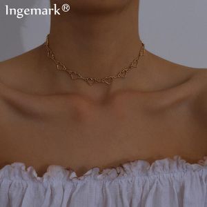 Gothic Sweet Love Heart Mell Choker Ожерелье Заявление Подруга Женщины Подарок Корейский Милый Серебряный Цветовая цепочка Лучшая пара Ювелирных Изделий