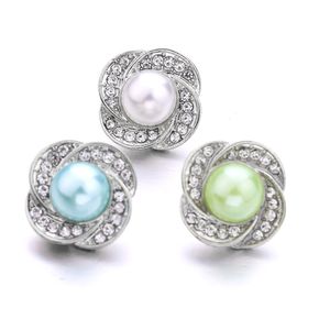 Atacado cor prateado botão de pressão encantos encantos de jóias cristal strass 18mm metal snaps botões DIY pulseira jóias