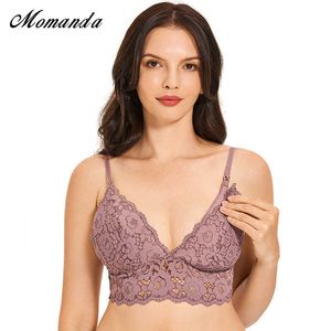 Momanda Women's Wire Free Maternity Nursing Lace Bra Lättfodrad Bralett för amning Y0925