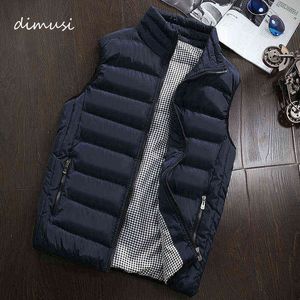 Dimusi Outono Inverno Mens Sem Mangas Jaqueta Vest Colete Casacos Moda Macho Algodão-acolchoado Coletes Homens Thicken Waistcoats Roupas 5xl Y1122