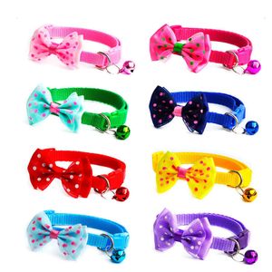 Colorul Cat Small Dog Collar With Bell Adjustable Buckle Bow Tie Collars Cats Funny Cute Pets Supplies