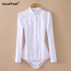 Plus Size Moda Formalne Koszule Elegancki Z Długim Rękawem Bawełniany Ol Body Bluzka Koszula Blusas White S-3XL SY0385 Q190530