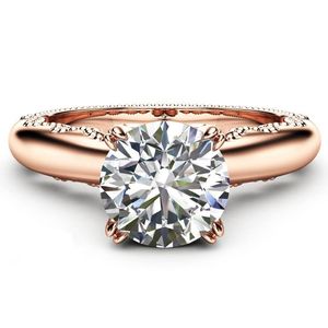 Cluster Rings 14K Rose Gold Jewelry Diamond Ring For Women Bague Homme Gemstone Anillos Bijoux Femme Jewellery Bizuteria