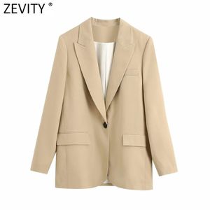 donne chic bottone singolo per il tempo libero blazer coat ufficio signore manica lunga tasca casual outwear tailleur top CT550 210420