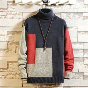 Męski sweter zima turtleneck pulower mody projektant sweter męskie dług z długim rękawem Ropa de hombre plus rozmiar 5x 211018