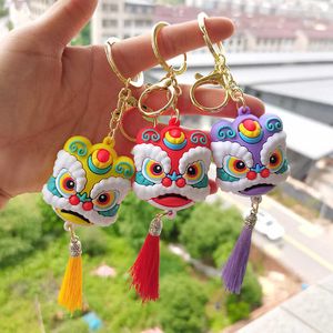 Chinese Style Creative Auspicious Lion Dance Keychain Pendant Dragon Boat Festival Lion Dance Tassel Car Key Pendant Small Gift G1019