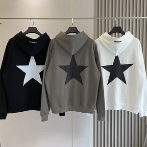 High Street Five Pointed Star Hoodies Plüschpullover für Männer und Frauen Lockere und vielseitige lässige Paar-Sweatshirts
