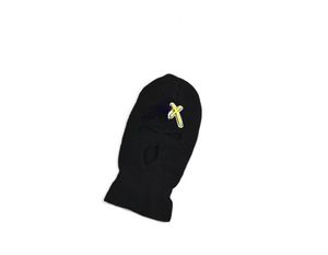 3つの穴のニットフェイスマスク人気のロゴの高級刺繍ニット帽子薄いバオトキャップトレンドデザインウールの帽子秋と冬