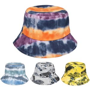 Color Matching Tie-Dye Bucket Hat Мужские женские Летние Солнцезащитная Шляпа Открытый Тень Хип Хоп Складной Рыбак 2021 Новый