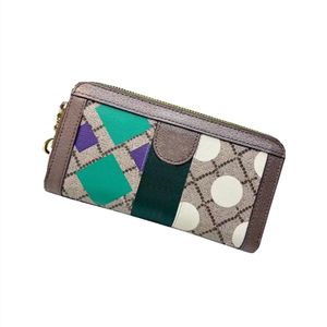 Högkvalitativ plånbok Kvinnors klassiska diamant dekor läder lång dragkedja spänne kort unzipped noll plånbok kortväska