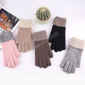 Женщины вязаные зимние перчатки бархатные густые теплые повседневные перчатки мужские унисекс осень зимний сенсорный экран полные лыжные перчатки