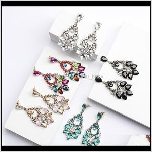 Charm Jewelry Drop Delivery 2021 Vento esagerato Multistrato Acqua a forma di goccia in lega di vetro strass Super Flash Full Diamond Orecchini Fema