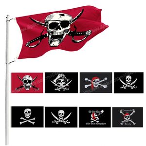 Skelett pirater flagga 90 x 150cm 3 * 5ft tecknad film anpassad banner mässing metall hål grommets inomhus och utomhus dekoration kan anpassas