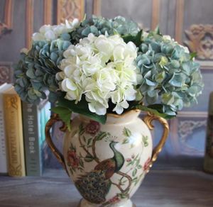 Weiße Hydrangea-mittelstücke großhandel-2021 Künstliche Seide Hortensie Big Flower Gefälschte weiße Hochzeitsblume Bouquet für Tischstücke Dekorationen colors