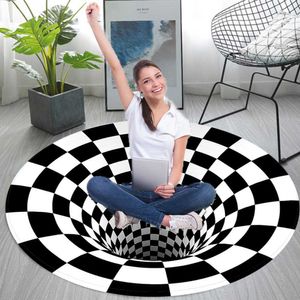 5Types Round 3D Vortex Visual Illusion Rug Printed Area Rug Carpet Floor Pad Non-Slip Doormat For Living Room Filt Home Decor Y0803