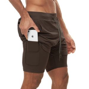 Herren-Shorts, einfarbig, für Herren, 2-in-1, doppellagig, schnell trocknend, für Fitnessstudio, Sport, Joggen, Workout, Sport, kurze Hose