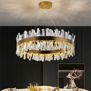 Lüks oturma odası için modern kristal avize yaratıcı tasarım altın cristal lamba yuvarlak ev dekor asılı led ışık fikstür