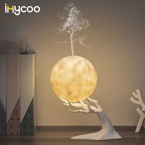 880ml Ultrasonic Moon Air Luftfuktare Arom Essential Oljediffusor Led Nattlampa USB Mist Maker Humidificador Julklapp 210724