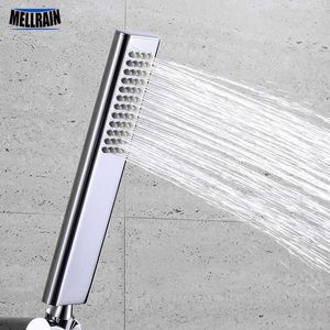 Quality brass hand hold shower head square rounded rectangle design polishing bright chromed water saving sprayer 210724