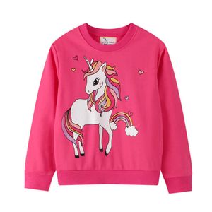 Hoppmätare Djur Flickor Bomull Kläder Unicorns Kids Sweatshirts för barn Höst Vinterkläder Baby Toppar 210529