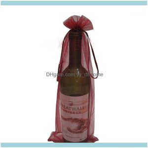 Evenemangsfestleveranser Hem Gardensheer Organza Wine Bottle Er Wrap Presentväskor Bröllop Favorer och gåvor Kosmetik smycken får väska fest