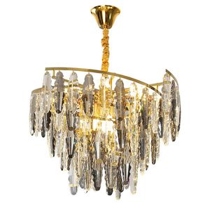 Luxury crystal chandelier Modern simple living room lamp K9 decorative soot/clear light mixed color