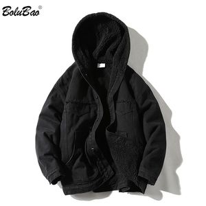 BOLUBAO Winter Cowboy Jackets Men Fur Warm Thick Cotton Hooded Parkas Casual Fashion Warm Coats Male 211129