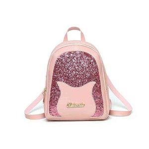 Mochila pequena da menina 2021 Moda Brilhante Lantejoula Saco de Ombro Mulheres Multi-Função Mini Back Pack para meninas adolescentes