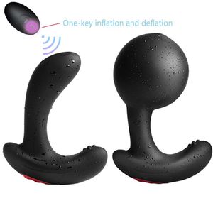 15m Fiş toptan satış-Anal oyuncaklar tek anahtar şişme fiş hız titreşimli buplugs m kablosuz kontrol vibratör seks G spot prostat masajı