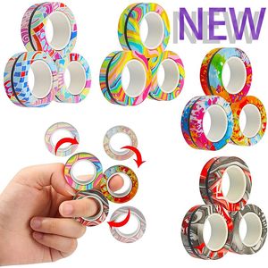 3pcs Magnetic Spinne Fidget Toys Ring Spinner Magnet Unzip Antistress For Children Adult Spinners Rings Toy