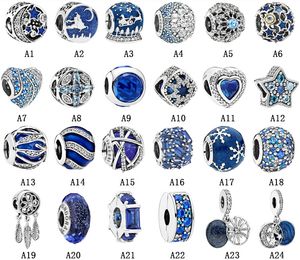 New Arrival 925 Sterling Silver Blue Series Ocean Heart Bracelet Hanging Beads DIY Fit Original European beads Charm Bracelet Fashion Women Jewelry Accessories