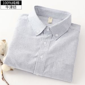 Camisas de Oxford Men Primavera Outono Manga Longa Mens Camisa Slim Algodão Listrado Camisas Work Button Botão Down Chemise Homme 210524