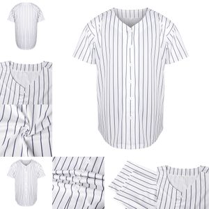 Blank White + Navy Stripe Baseball Jersey 2021-22 Full broderi Hög kvalitet Anpassad Ditt namn Ditt nummer S-XXXL